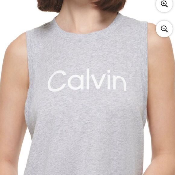 Calvin Klein Performance Womens Muscle Tank Silver Size M Gray NWT - Picture 2 of 7